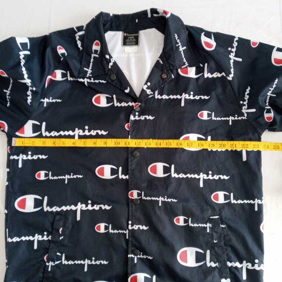 Champion all over spellout lined Satin Coaches Jacket Size Large - Picture 5 of 10